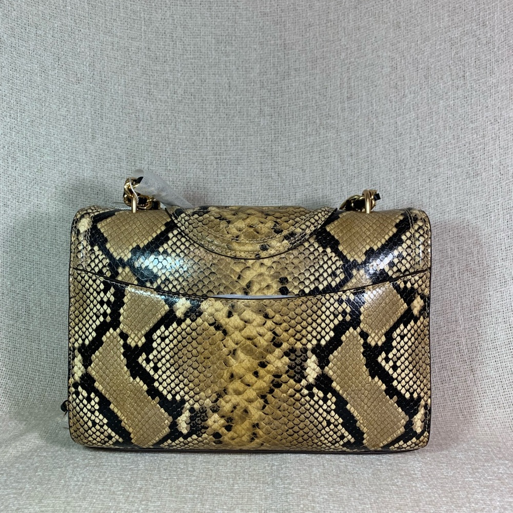 New Tory Burch Fleming Sand Python Embossed Leath… - image 5